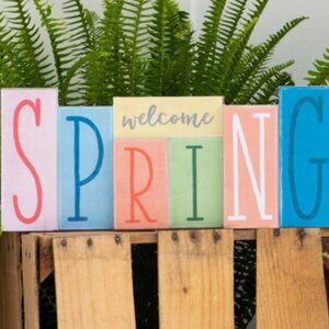 DOUBLE YOUR DECOR EASTER/SPRING WORD BLOCK DECOR